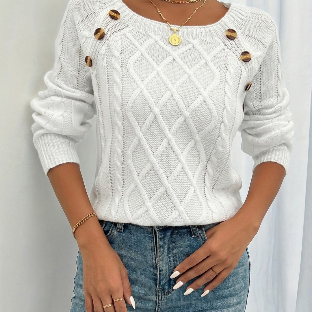 Pull Juliette | Col Carré & Boutons Bijoux