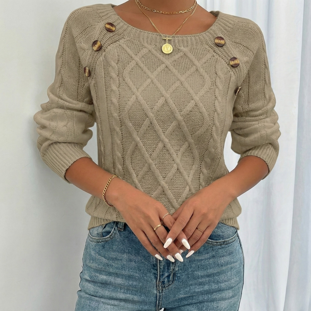 Pull Juliette | Col Carré & Boutons Bijoux