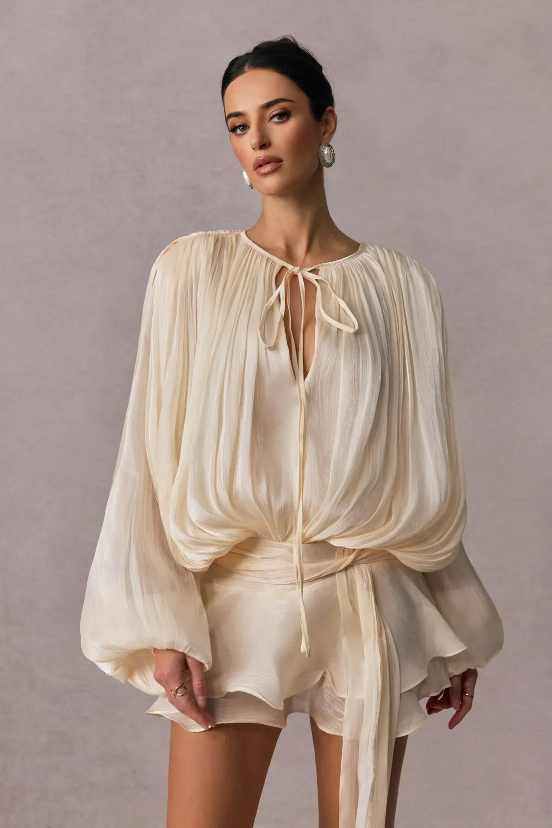 Brigitte Bordeaux  | Robe Chemisier Évasée à Lacets