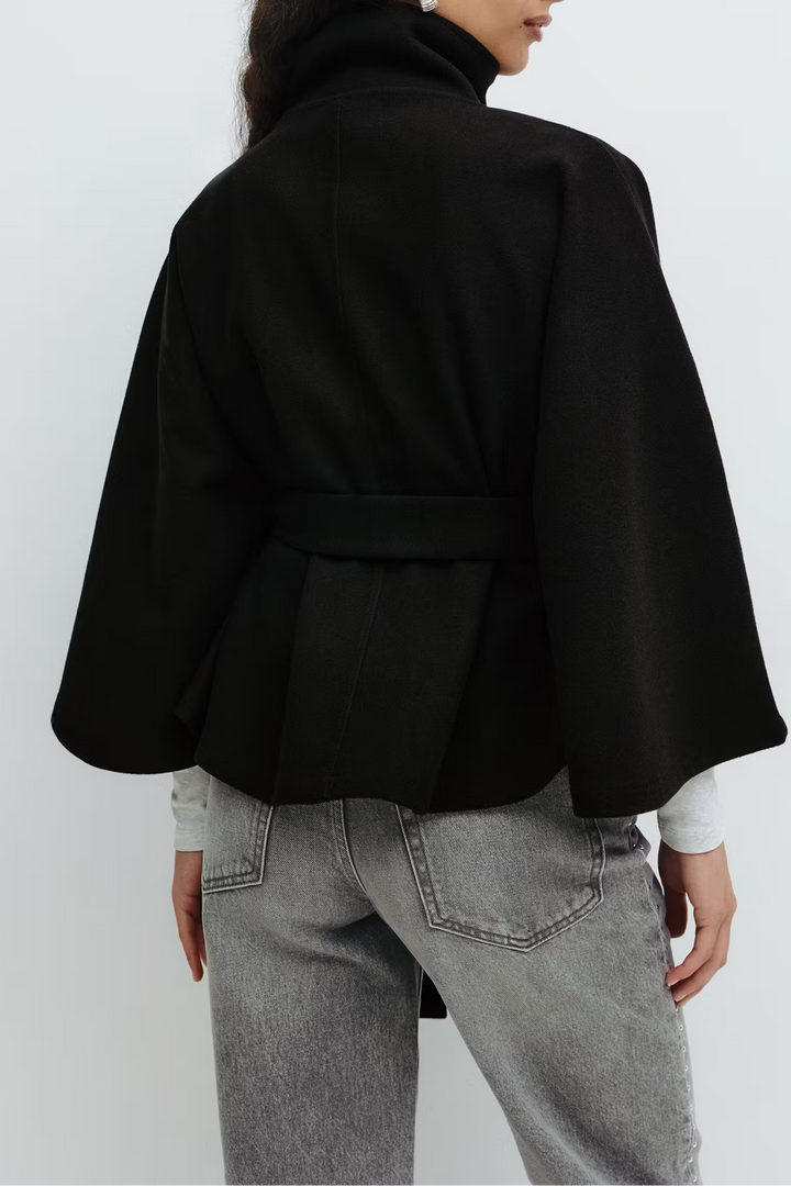 Ivanna Manteau Laine Femme | Col Haut Élégant avec Ceinture Amovible & Coupe Décontractée