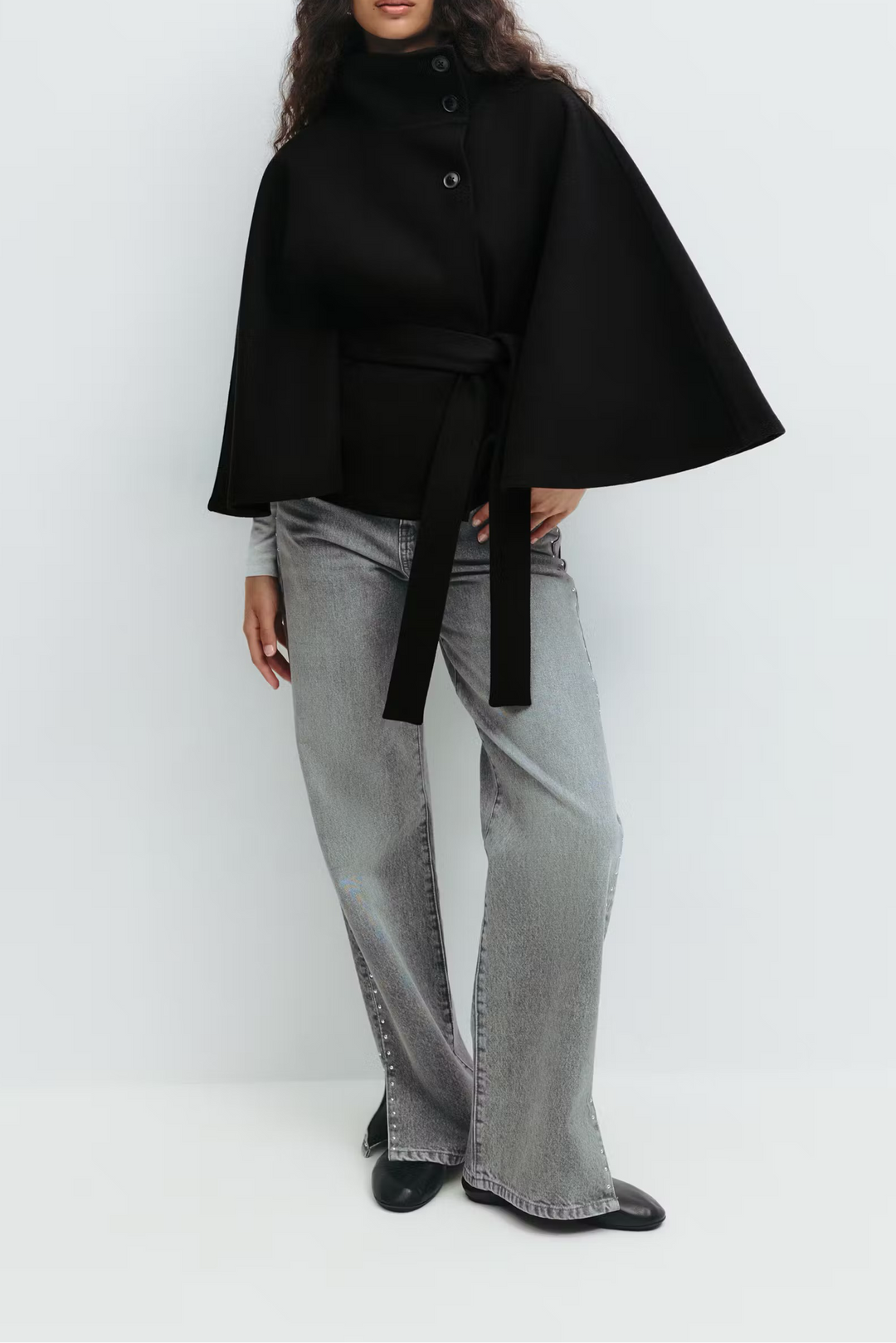 Ivanna Manteau Laine Femme | Col Haut Élégant avec Ceinture Amovible & Coupe Décontractée