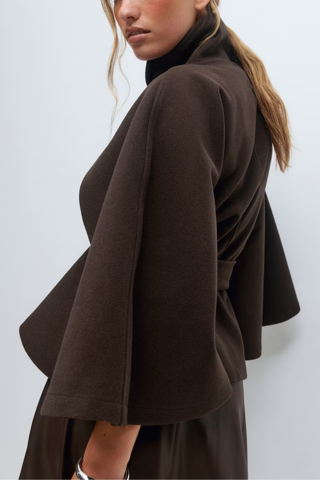 Ivanna Manteau Laine Femme | Col Haut Élégant avec Ceinture Amovible & Coupe Décontractée