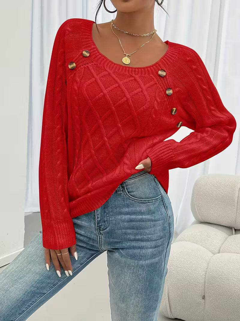 Pull Juliette | Col Carré & Boutons Bijoux