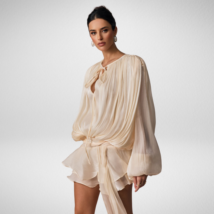 Brigitte Bordeaux  | Robe Chemisier Évasée à Lacets