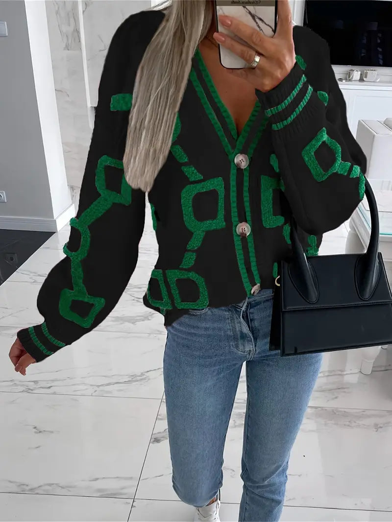 Brigitte Bordeaux | Cardigan géométrique multicolore