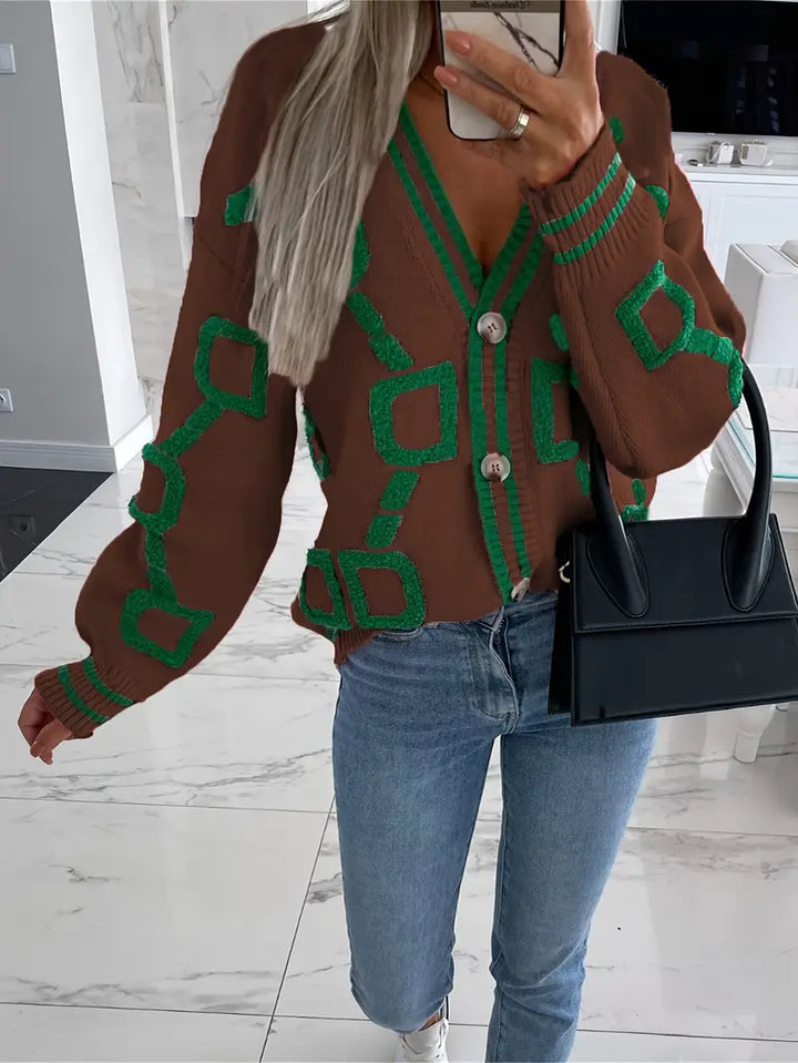 Brigitte Bordeaux | Cardigan géométrique multicolore