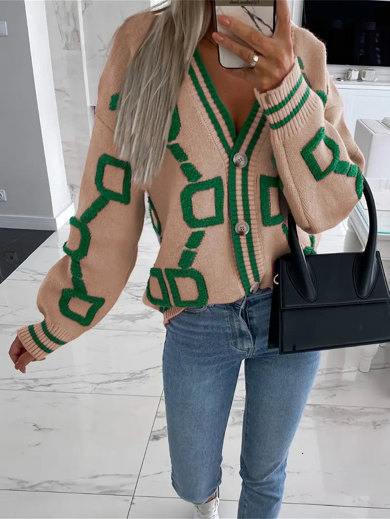 Brigitte Bordeaux | Cardigan géométrique multicolore