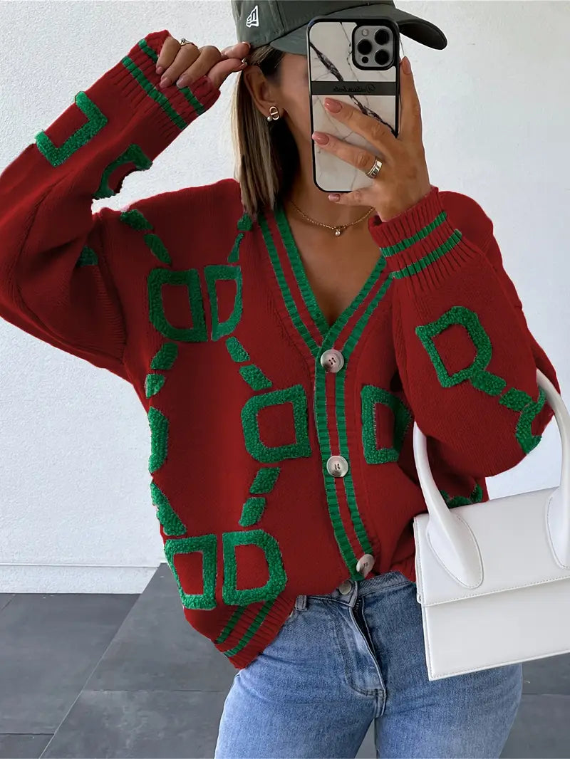 Brigitte Bordeaux | Cardigan géométrique multicolore