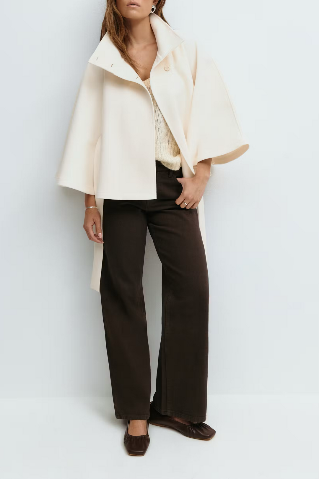 Ivanna Manteau Laine Femme | Col Haut Élégant avec Ceinture Amovible & Coupe Décontractée