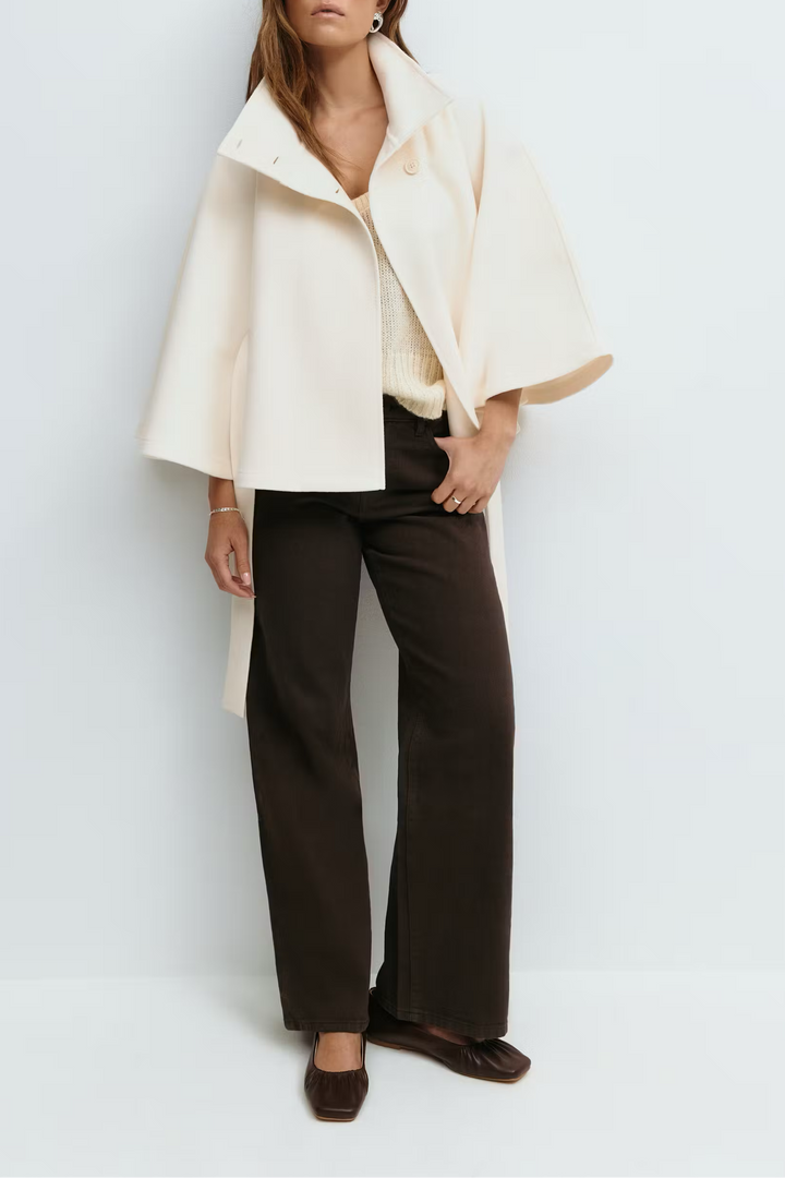 Ivanna Manteau Laine Femme | Col Haut Élégant avec Ceinture Amovible & Coupe Décontractée